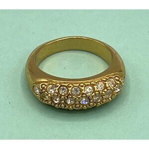 Vintage Avon Gold Tone Rhinestone Dome Ring Size 7 1/2